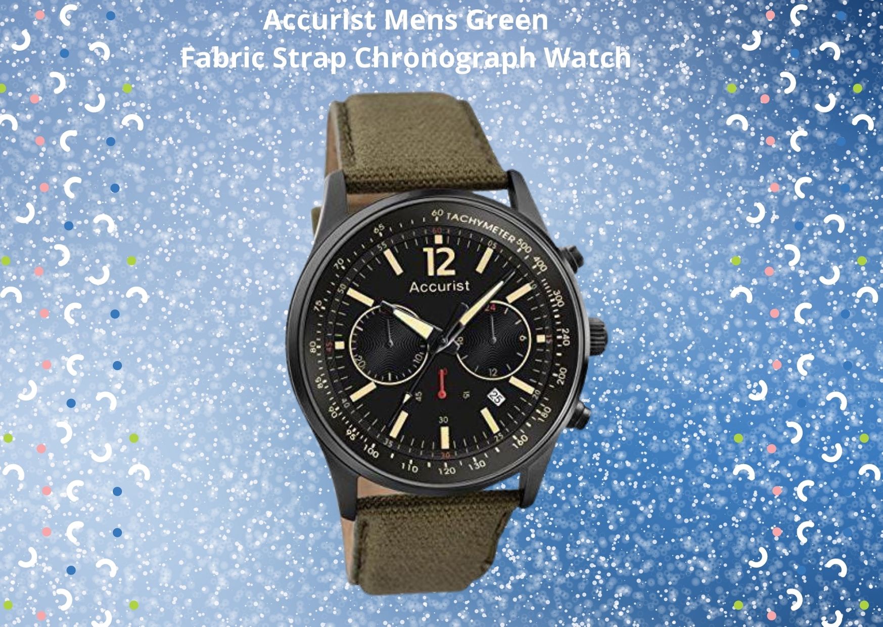 Accurist Mens Green Fabric Strap Chronograph Watch with Date Display MS612B