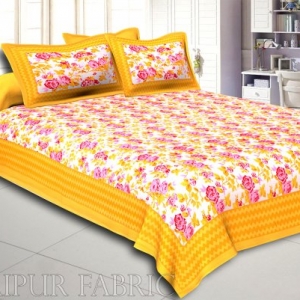 Designer Yellow-Colored Handmade Bed Sheets