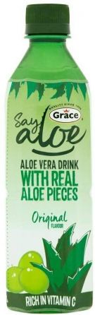 Grace Say Aloe Aloe Vera Drink with Real Aloe Pieces, Original 500ml (Pack of 6)
