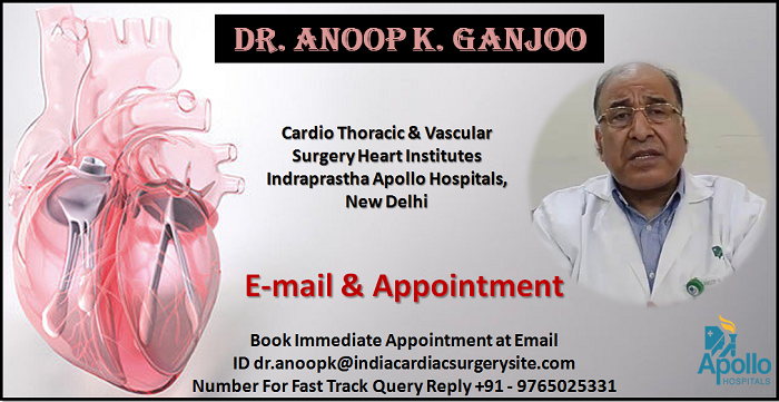 Consult Dr Anoop K Ganjoo  Best Cardiologist Cardio Thoracic Surgeon  Apollo Hospital Delhi