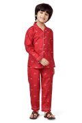 Red Color Love Printed Cute Boys Nightwear